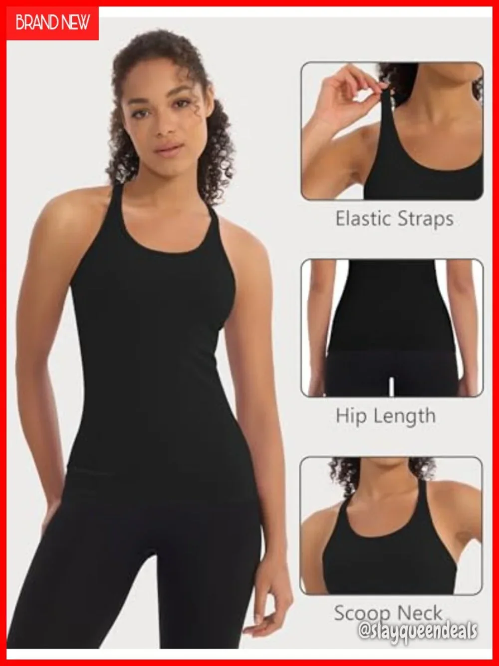 3 Pack Workout Tank Tops Built in Bra Ribbed Seamless Racerback Yoga Gym